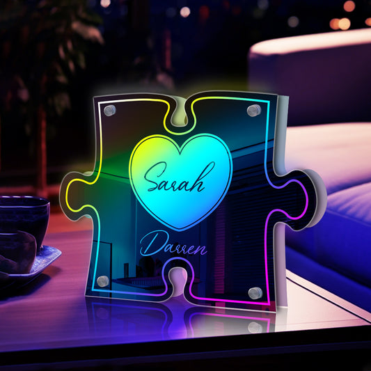 Personalized couple names mirror light